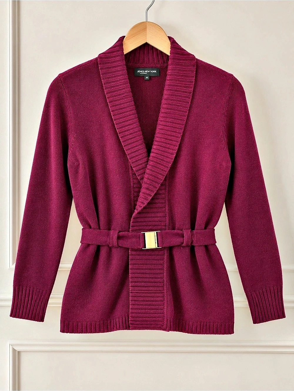 Jones New York Belted Cardigan in Purple Size Medium Like New